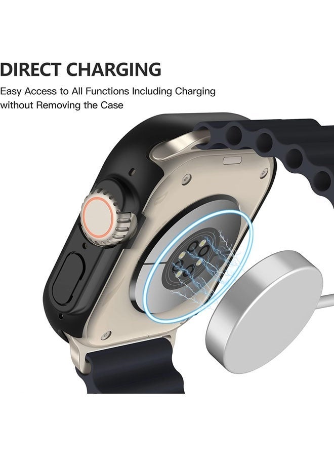 HL-Tech Case for Apple Watch Ultra 3 (2025) / Ultra 2 / Ultra 49mm case with Tempered Film Screen Protector, Full Protective Hard PC Bumper Touch Sensitive HD Screen Cover(49mm,Black) - Image 5