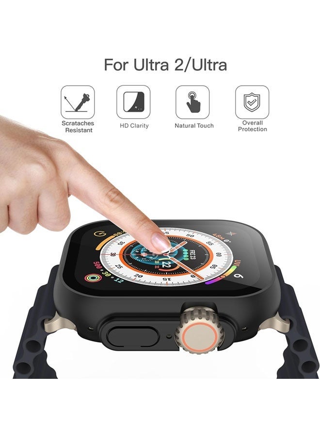 HL-Tech Case for Apple Watch Ultra 3 (2025) / Ultra 2 / Ultra 49mm case with Tempered Film Screen Protector, Full Protective Hard PC Bumper Touch Sensitive HD Screen Cover(49mm,Black) - Image 2