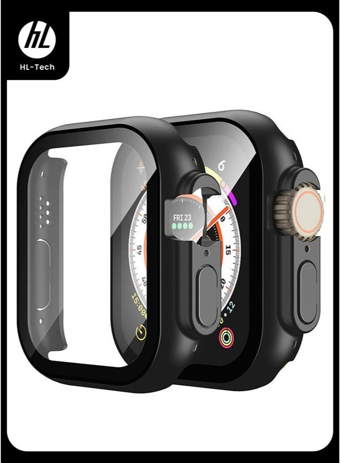 HL-Tech Case for Apple Watch Ultra 3 (2025) / Ultra 2 / Ultra 49mm case with Tempered Film Screen Protector, Full Protective Hard PC Bumper Touch Sensitive HD Screen Cover(49mm,Black) - Image 1