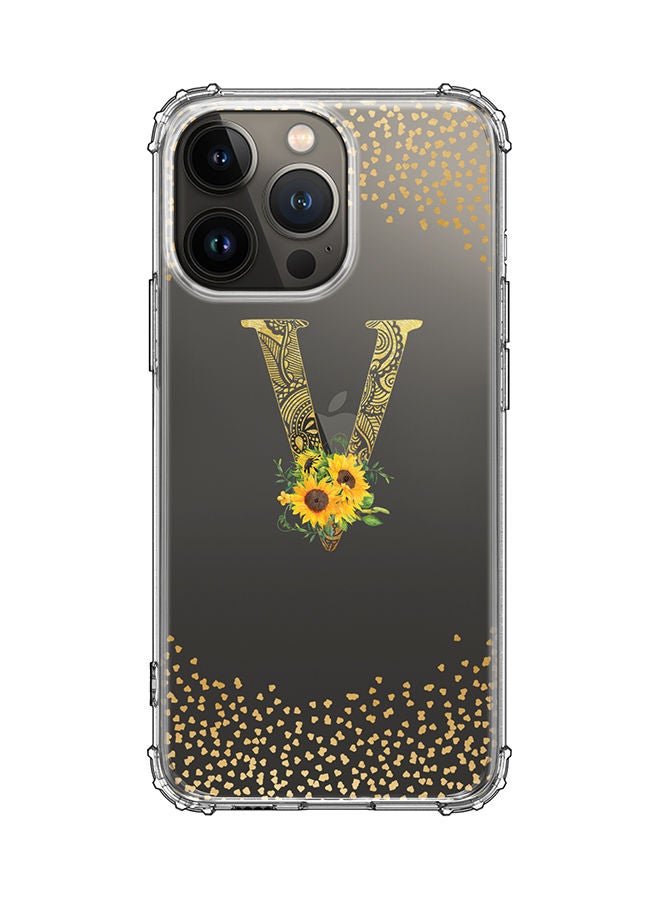 Stylizedd Monogram Design Classic Clear Cover for Apple iPhone 13 Pro Case Soft TPU Gel Thin Transparent Flexible Cover - V - Image 1