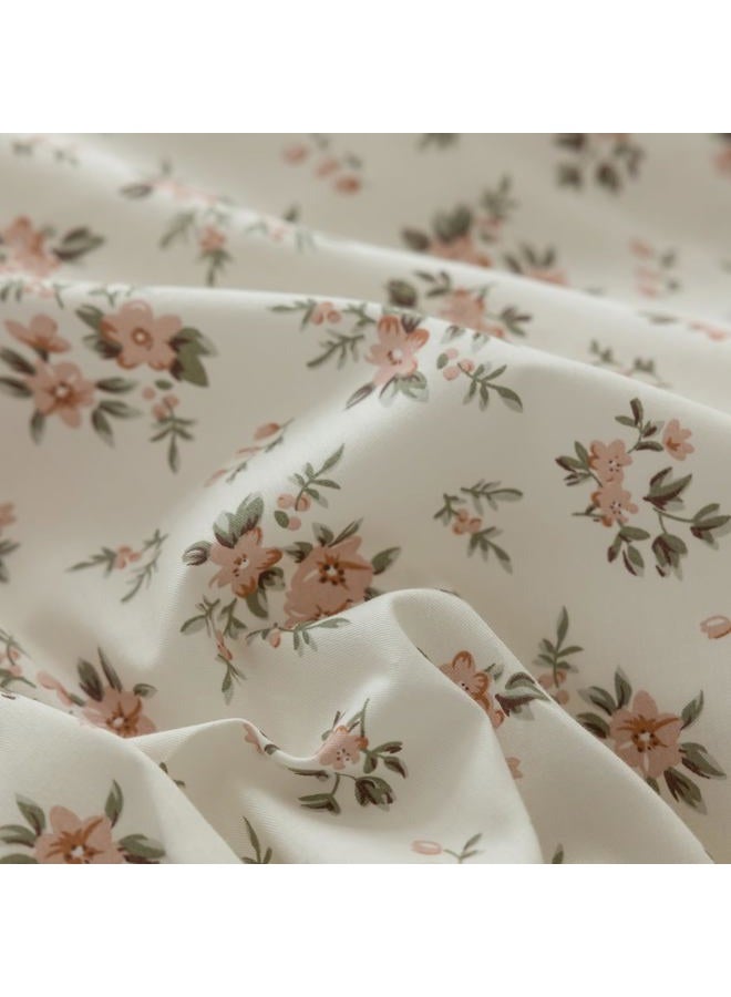 mixinni Vintage Style Girls Pale Pink Flower Pattern Duvet Cover Twin Soft Aesthetic Floral Cotton Bedding Set 1 Duvet Cover with 2 Bow Tie Pillowcases for Women-Twin Size - Image 4