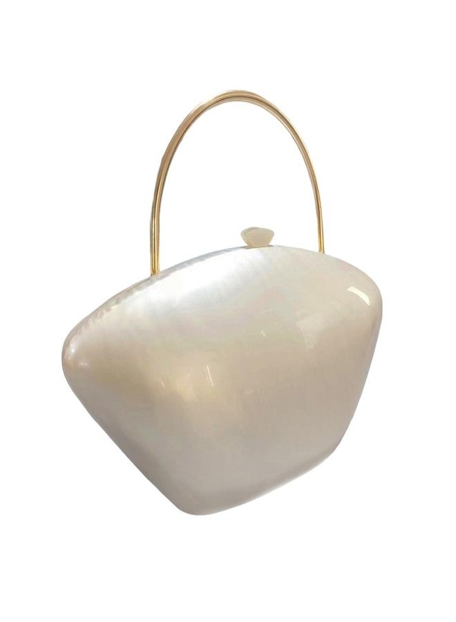 DEBIMY Cute Acrylic Shell Shaped Clutch Purse Small Evening Handbags for Women Wedding Party Prom CrossBody Bag, Apricot - Image 4
