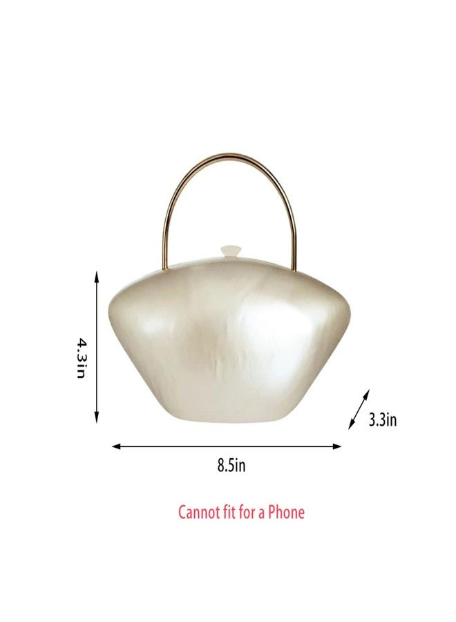 DEBIMY Cute Acrylic Shell Shaped Clutch Purse Small Evening Handbags for Women Wedding Party Prom CrossBody Bag, Apricot - Image 2