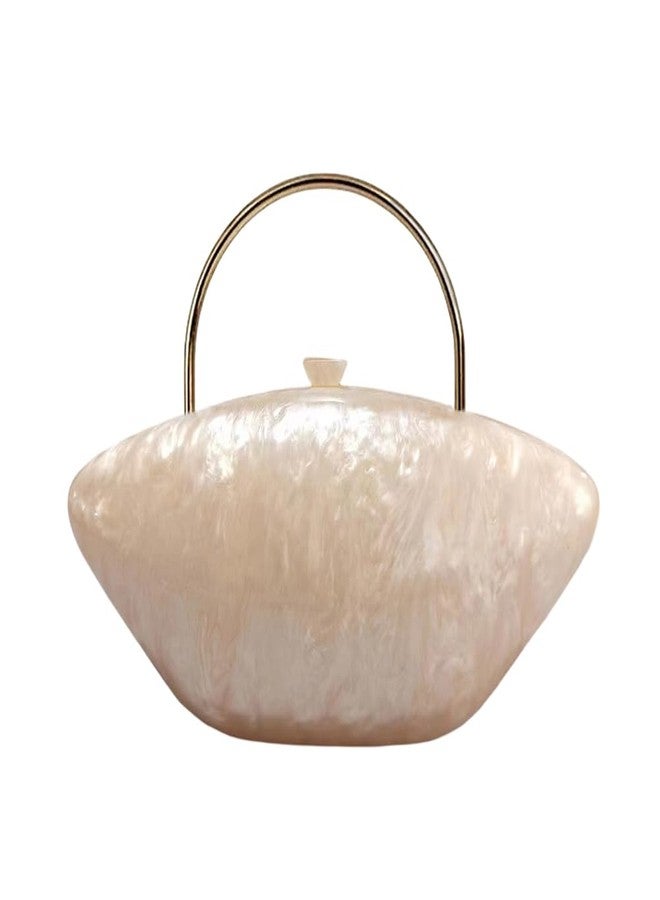 DEBIMY Cute Acrylic Shell Shaped Clutch Purse Small Evening Handbags for Women Wedding Party Prom CrossBody Bag, Apricot - Image 1