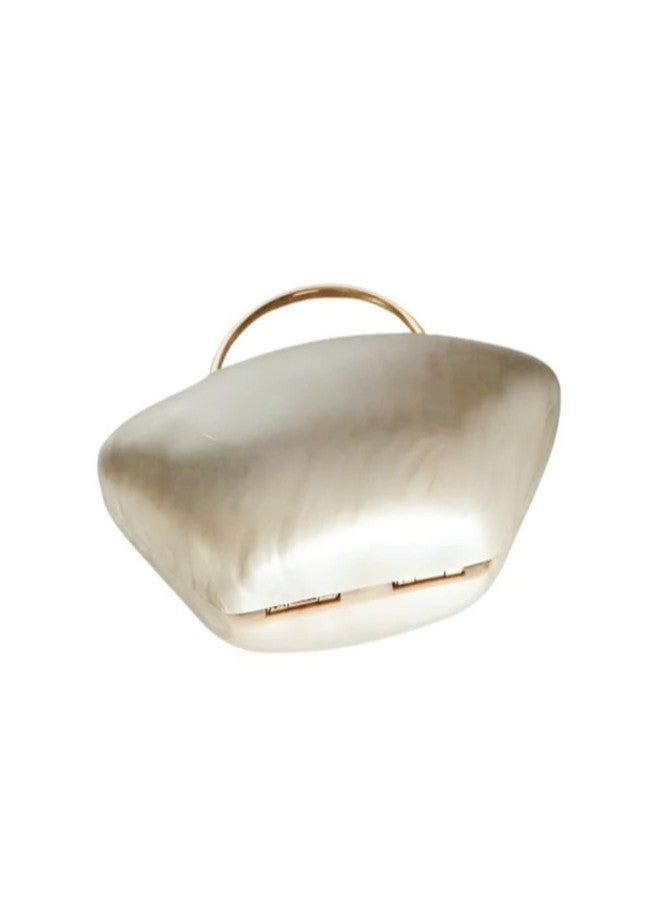 DEBIMY Cute Acrylic Shell Shaped Clutch Purse Small Evening Handbags for Women Wedding Party Prom CrossBody Bag, Apricot - Image 5