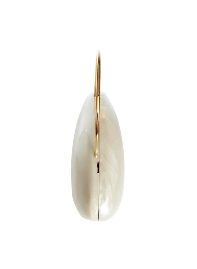 DEBIMY Cute Acrylic Shell Shaped Clutch Purse Small Evening Handbags for Women Wedding Party Prom CrossBody Bag, Apricot - Image 3