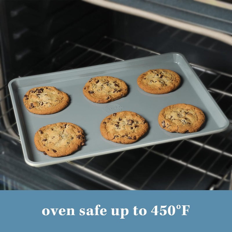 Sur La Table Kitchen Essentials Bake Sale Large 18 X 13 Inch PFA Free Ceramic Nonstick CookieBaking Sheet  Linen White - Image 4