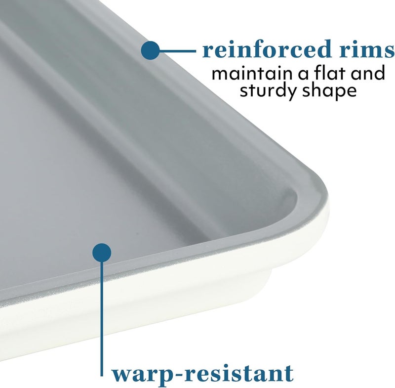 Sur La Table Kitchen Essentials Bake Sale Large 18 X 13 Inch PFA Free Ceramic Nonstick CookieBaking Sheet  Linen White - Image 5