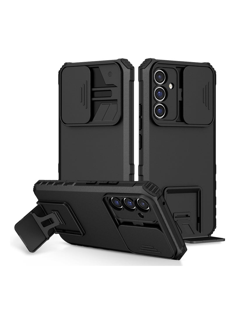 Samsung Galaxy A34 5G Black Mobile Phone Case Cover, Innovative Telescopic Bracket, Sliding Protection Camera Window, Bumper Shockproof Phone Back Cover - Image 1