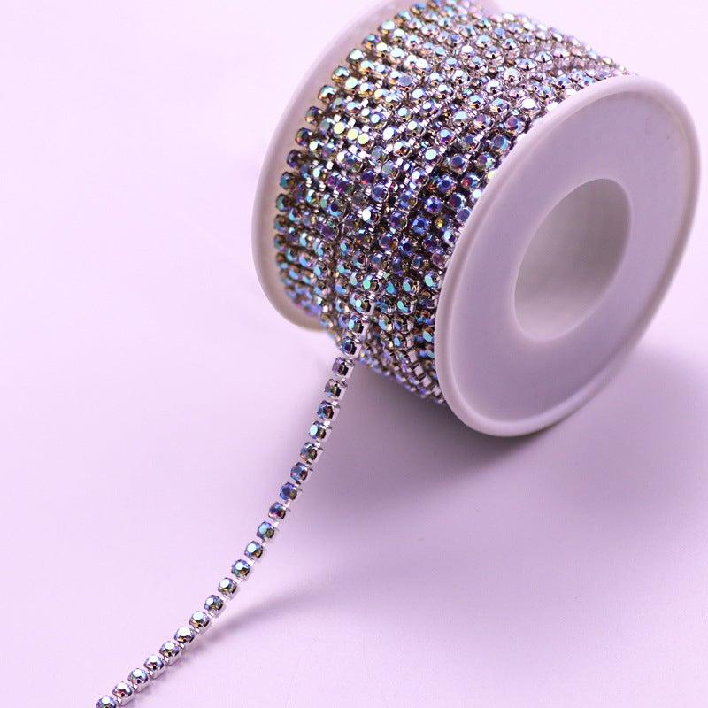 Cross-border hot-selling intensive rhinestone claw chain inlaid crystal drill chain diy material stick drill accessories factory wholesale Silver bottom AB drill 