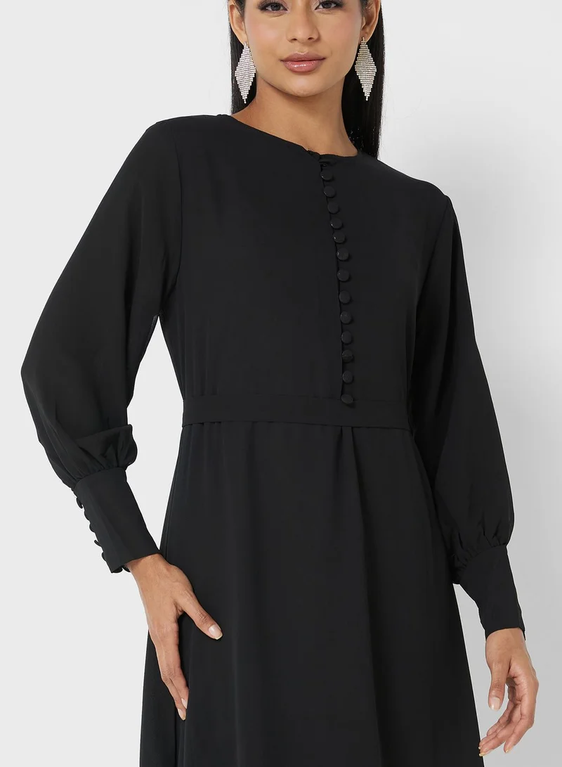 Khizana Bishop Sleeve Midi Dress