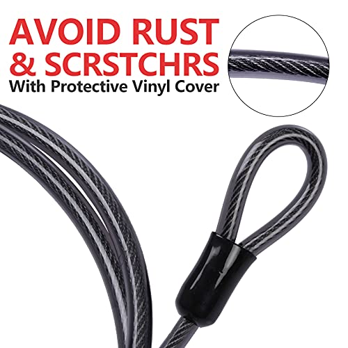 DELSWIN Security Steel Cable with Loops - 3/8 inch (10 mm) Thick (6' or 15') Heavy Duty Bike Lock Cable Vinyl Coated Braided Cables for U-Lock and Padlock - Image 4
