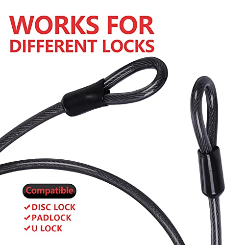 DELSWIN Security Steel Cable with Loops - 3/8 inch (10 mm) Thick (6' or 15') Heavy Duty Bike Lock Cable Vinyl Coated Braided Cables for U-Lock and Padlock - Image 5