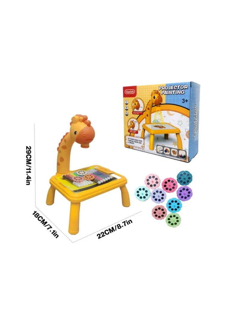 Zaroon Small Yellow Giraffe Projection Painting Table for Kids - Multifunctional Educational Learning & Creative Play Toy with Art Supplies, Interactive Games, Durable ABS Resin, Ideal Gift for Boys & Girls - Image 3