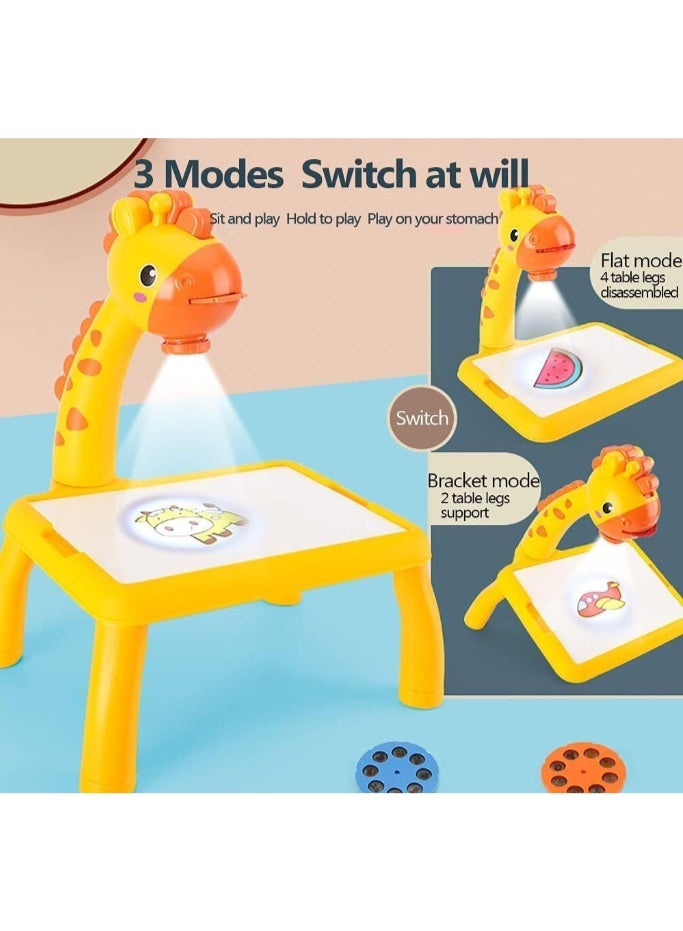 Zaroon Small Yellow Giraffe Projection Painting Table for Kids - Multifunctional Educational Learning & Creative Play Toy with Art Supplies, Interactive Games, Durable ABS Resin, Ideal Gift for Boys & Girls - Image 4