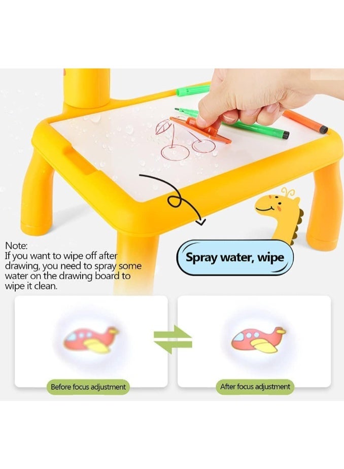 Zaroon Small Yellow Giraffe Projection Painting Table for Kids - Multifunctional Educational Learning & Creative Play Toy with Art Supplies, Interactive Games, Durable ABS Resin, Ideal Gift for Boys & Girls - Image 5