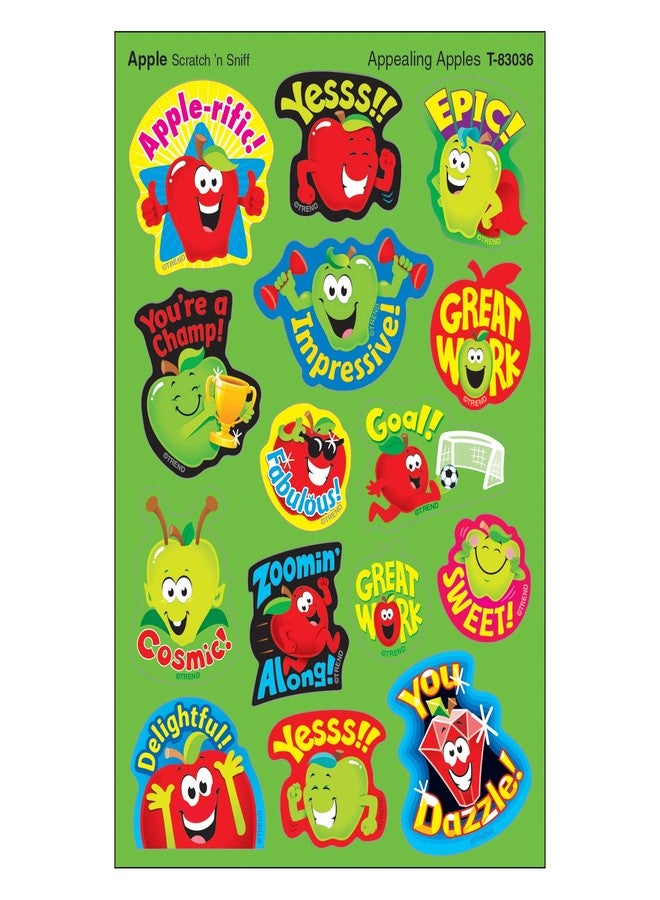 Trend Enterprises Trend Appealing Apples/Apple Mixed Shapes Stinky Stickers, Classroom Incentives, 60 Count - Image 1