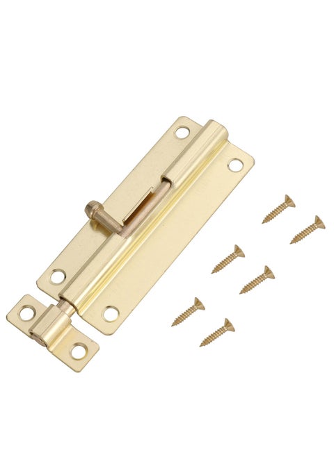 Door Security Slide Latch Lock with 6 Screws - Gold- Tamper-resistant Easy to Install Safety Slide Lock Bolt Latch with Secure locking mechanism for Stalls Home Apartment Office Garage