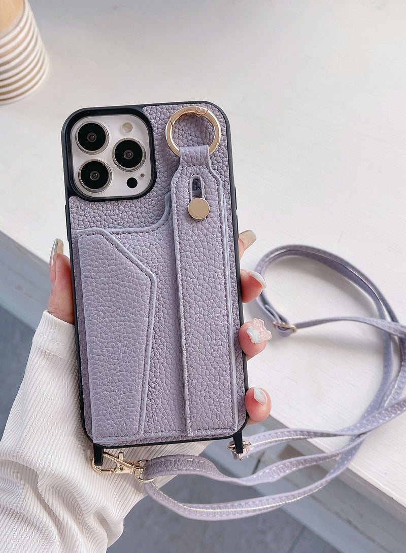 Suteni Back Cover Wristband Card Slots Leather Phone Case for iPhone