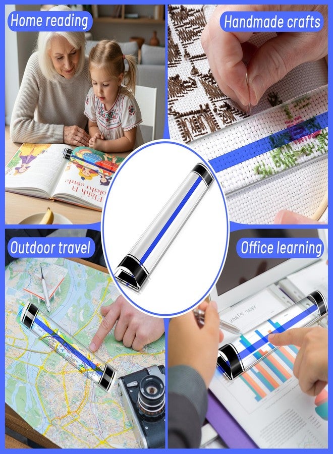 UCandy 2X Magnifying Ruler Bar for Reading, Line Magnifier with Guiding Line for Reading Small Prints, Bible, Books, Instructions, Cross Stitch Patterns (Blue line with Black Magnetic, 8") - Image 4