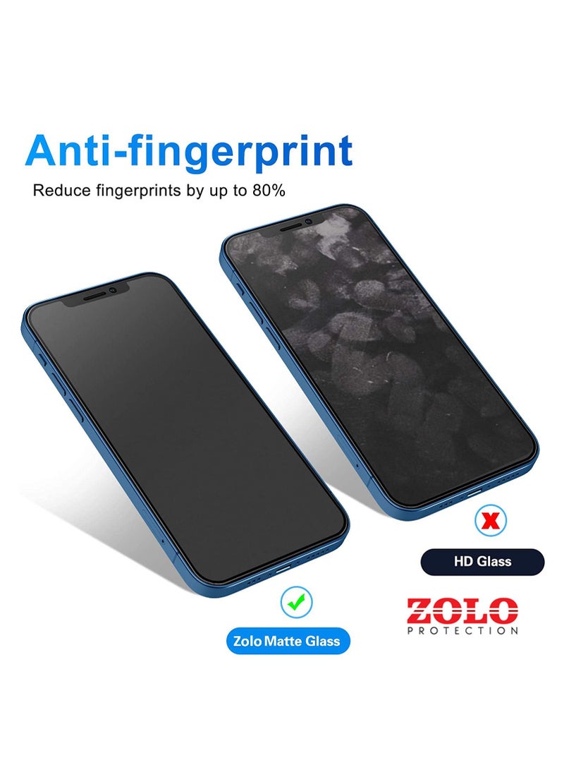 Zolo واقي شاشة Zolo Anti-Spy Anti-Fingerprint Matt Privacy 9D من الزجاج المقوى لهاتف Apple iPhone 12 pro باللون الأسود - Image 3