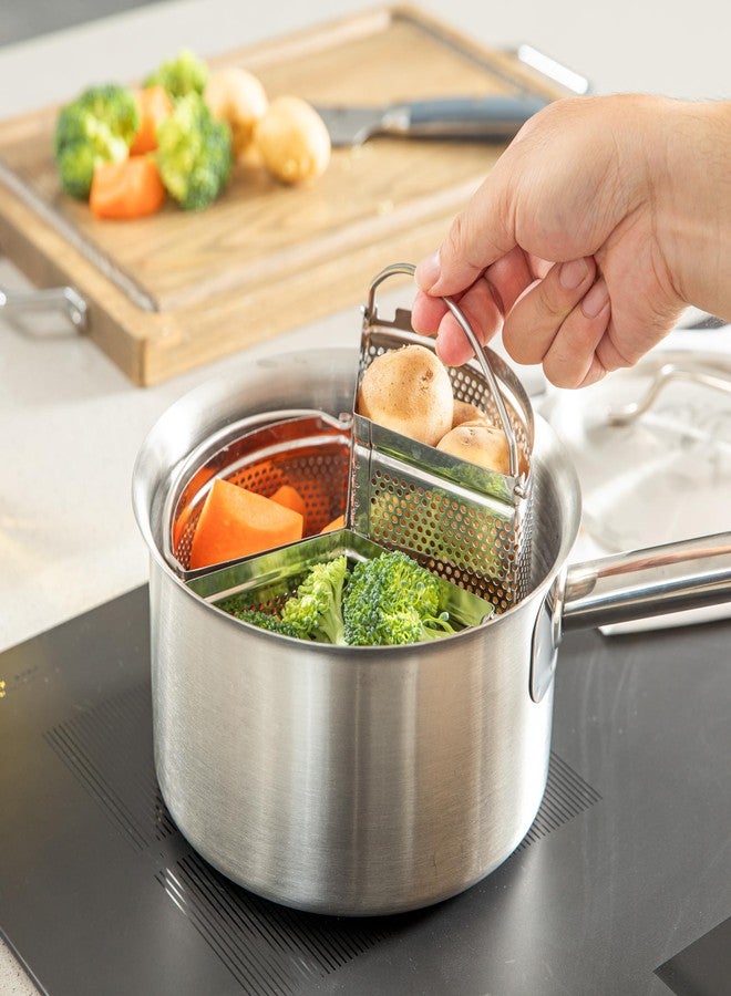 Restaurantware Steamer Basket for Cooking Pot 3-Piece Stainless Steel Trio Separator Perforated Steam Basket Divider for Cooking Veggies, Dumplings, Eggs, Seafood, Pasta, Pressure Cooker - Image 4