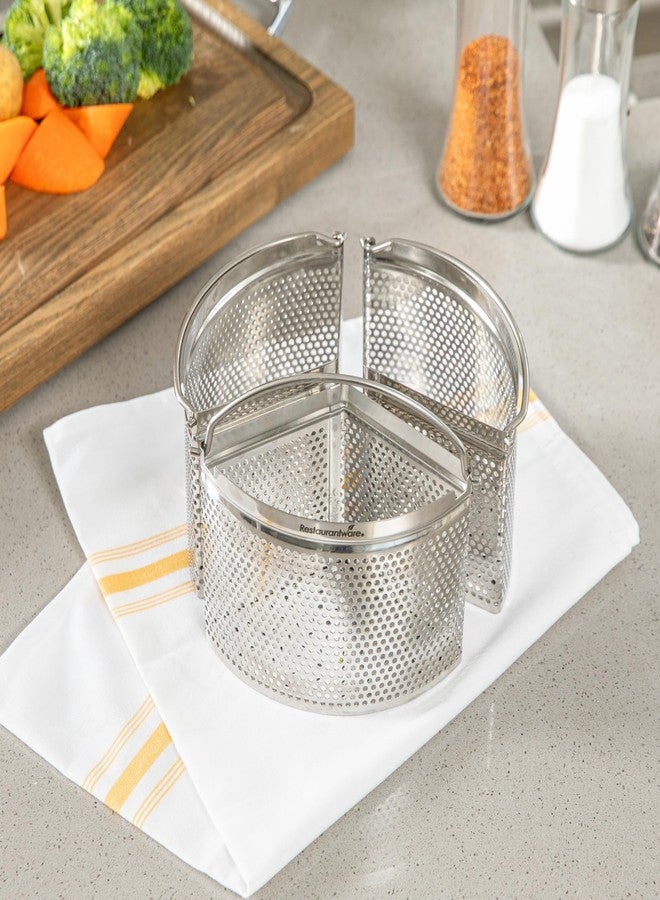 Restaurantware Steamer Basket for Cooking Pot 3-Piece Stainless Steel Trio Separator Perforated Steam Basket Divider for Cooking Veggies, Dumplings, Eggs, Seafood, Pasta, Pressure Cooker - Image 3