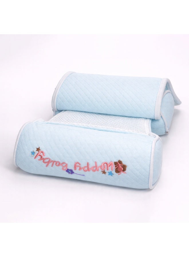 PONEY Baby Pillow, Light Blue, Embroidered Happy Baby Design, Quilted Soft Cushion with Mesh Pocket, 2 Piece Set - Image 3