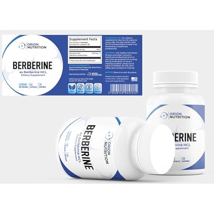 Berberine HCl 1200mg, 60 Vegetarian Capsules - Gluten Free & Non-GMO - Image 2