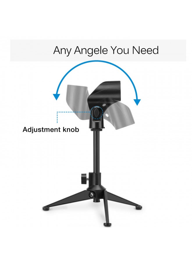 Moukey - Moukey Desk Mic Stand Universal, Adjustable Desktop Mic Stand Portable Foldable, Tripod Mic Table Stand with Small Plastic, Microphone Stand for Sm57 Sm58 Sm86 Sm87 Blue YetiBlue Snowball iCE - Image 1