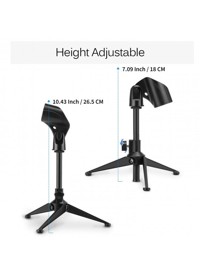 Moukey - Moukey Desk Mic Stand Universal, Adjustable Desktop Mic Stand Portable Foldable, Tripod Mic Table Stand with Small Plastic, Microphone Stand for Sm57 Sm58 Sm86 Sm87 Blue YetiBlue Snowball iCE - Image 1