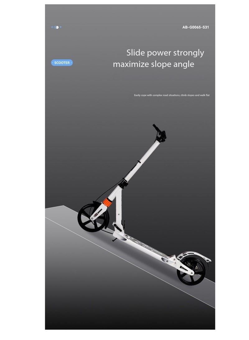 Generic Foldable Kick Scooter with Foot Pedal - Height-Adjustable for Teens & Adults, Commuter Adult Scooters with Hand Brake & Disc Brakes, Shock Absorption, 200MM PU Wheels - Supports 100KG（YS-CT888-Blue） - Image 5