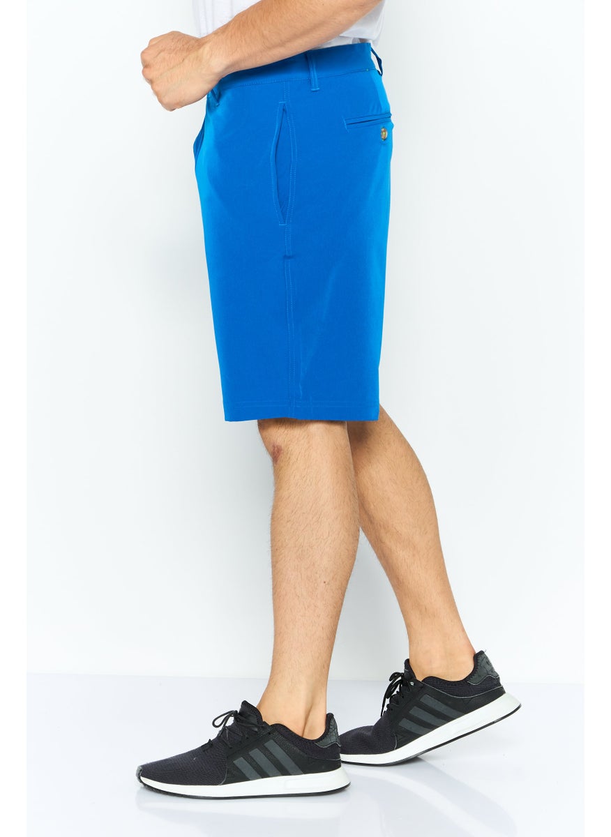 Tailorbyrd - Men Embroidered Logo Chino Shorts, Royal Blue - Image 1