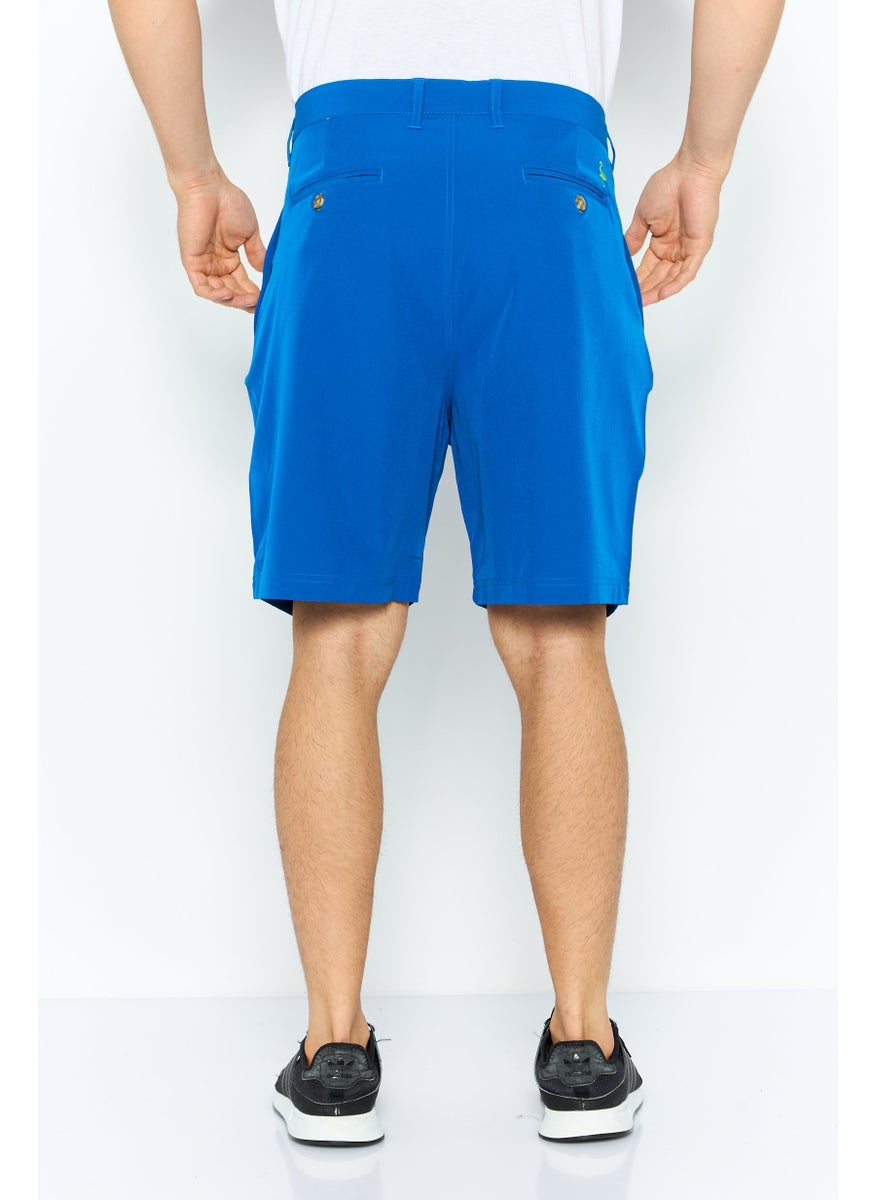 Tailorbyrd - Men Embroidered Logo Chino Shorts, Royal Blue - Image 1