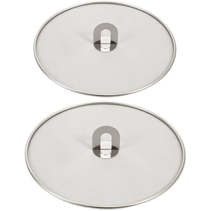WUZIA 2Pcs Stainless Steel Splatter Screens Kitchen Oil Proof Lid Frying Pan Covers Strainers - Image 2