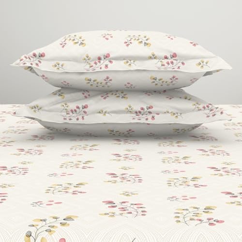 Welspun 120 TC Cotton Blend Bedsheet for Double Bed with 2 Pillow Cover | Skin Safe & Super Soft King Size Bed Sheet | (274 X 274 CM) - Floral Grey | Harmony - Image 5