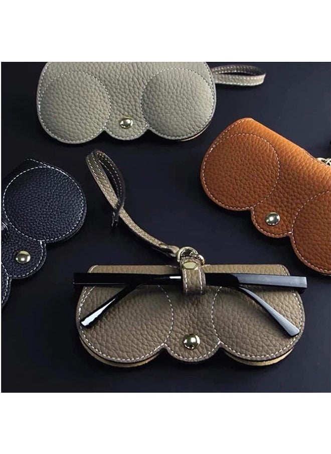 O Ozone Portable Soft Leather Sunglasses Bag Slim Travel Sunglasses Pouch Outdoor Carrying Organizer Eyeglass Bags with Wrist Strap Reading Glasses Case for Men Women-Grey  - Image 4