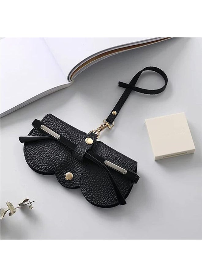 O Ozone Portable Soft Leather Sunglasses Bag Slim Travel Sunglasses Pouch Outdoor Carrying Organizer Eyeglass Bags with Wrist Strap Reading Glasses Case for Men Women-Grey  - Image 2