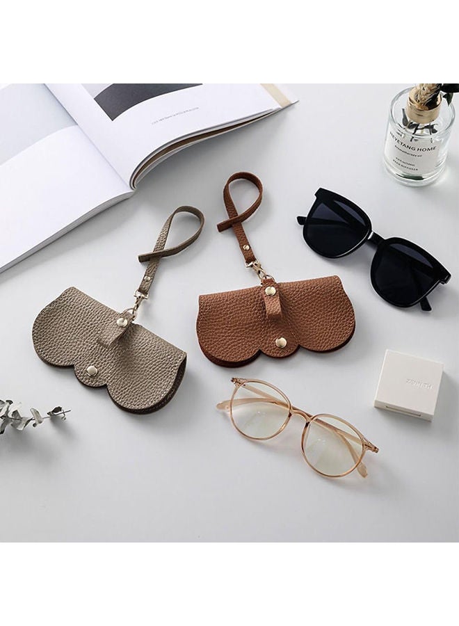 Portable Soft Leather Sunglasses Bag Slim Travel Sunglasses Pouch Outdoor Carrying Organizer Eyeglass Bags with Wrist Strap Reading Glasses Case for Men Women-Grey