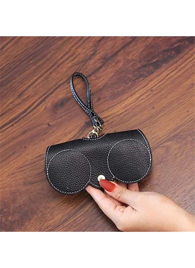O Ozone Portable Soft Leather Sunglasses Bag Slim Travel Sunglasses Pouch Outdoor Carrying Organizer Eyeglass Bags with Wrist Strap Reading Glasses Case for Men Women-Grey  - Image 3
