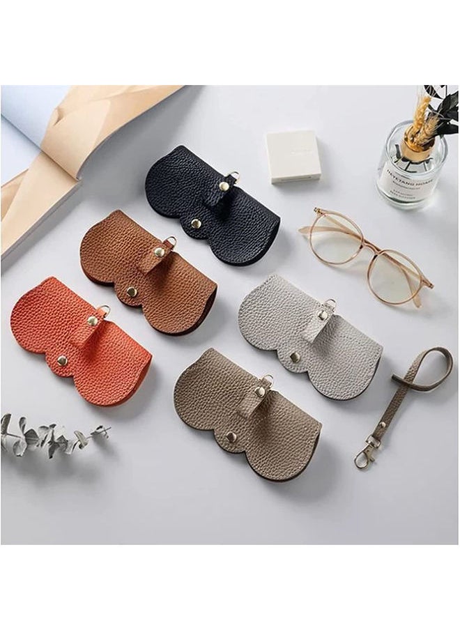 O Ozone Portable Soft Leather Sunglasses Bag Slim Travel Sunglasses Pouch Outdoor Carrying Organizer Eyeglass Bags with Wrist Strap Reading Glasses Case for Men Women-Grey  - Image 5