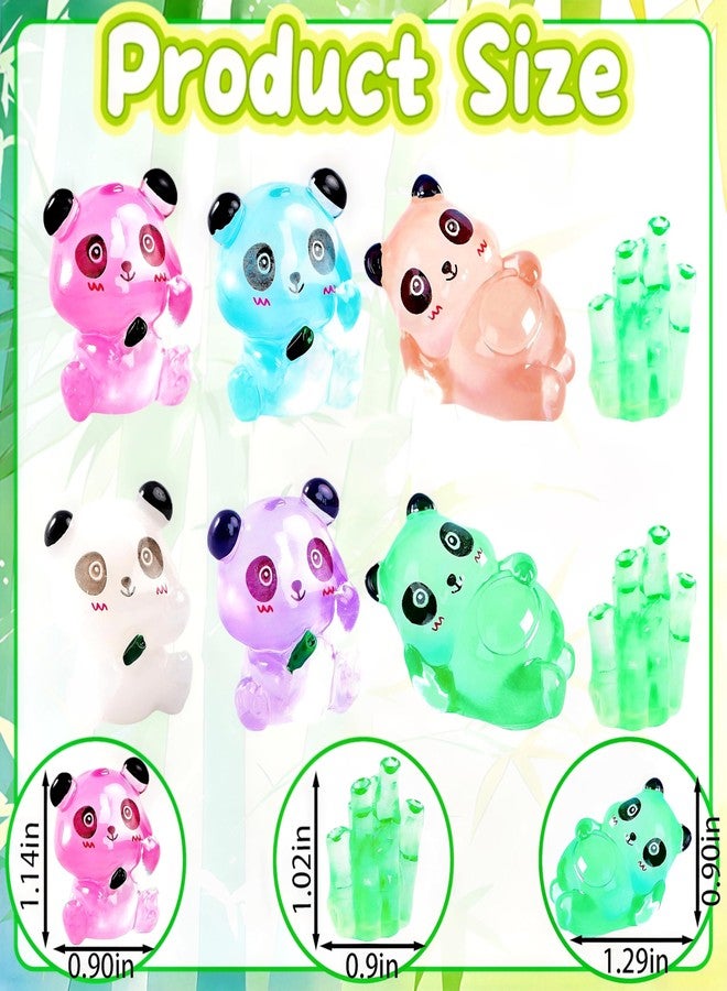 EVDERS 28Pcs Luminous Mini Resin Panda Figurines Cute Miniature Panda Figurines with 6 Bamboos, Glow in The Dark Mini Panda Bamboo Bulk for Cake Toppers Fairy Garden Accessories Aquarium Decor - Image 2
