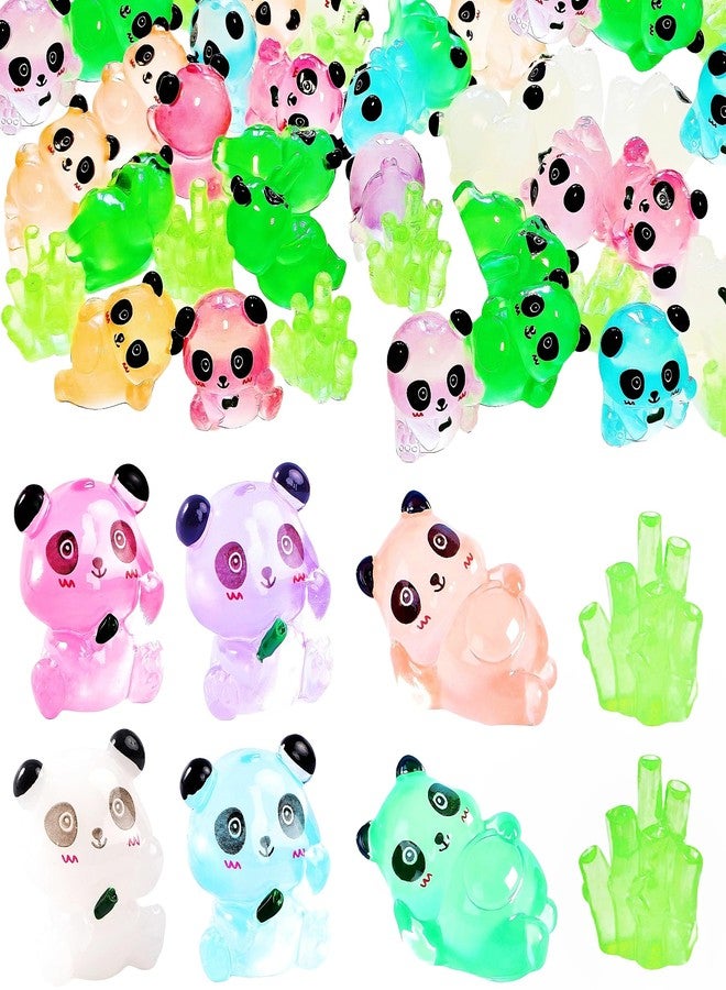 EVDERS 28Pcs Luminous Mini Resin Panda Figurines Cute Miniature Panda Figurines with 6 Bamboos, Glow in The Dark Mini Panda Bamboo Bulk for Cake Toppers Fairy Garden Accessories Aquarium Decor - Image 1