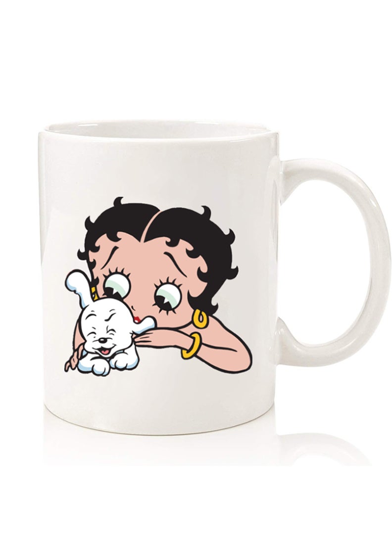 Theodor Premium Quality Two Sided Printed Coffee Mug Tea Cup For Home Office, Kids Men Women Betty Boop with dog - Image 1