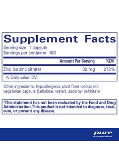 Pure Encapsulations Zinc (Citrate) ; Supplement To Support Immune System And Tissue Development And Repair* ; 180 Capsules  - Image 3