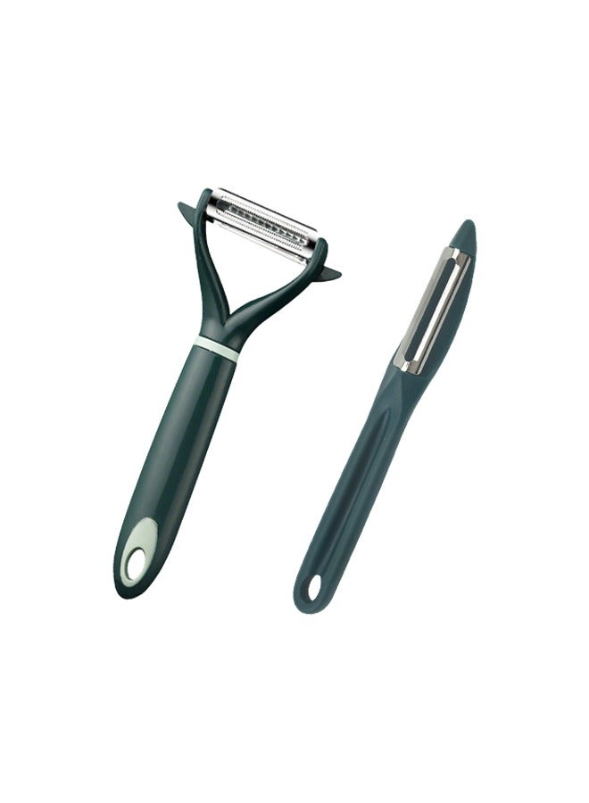 Y&I-Shaped Stainless Steel Serrated Peelers swivel Steel blade Non-Slip Handle julienne peelers 2pcs - Image 1