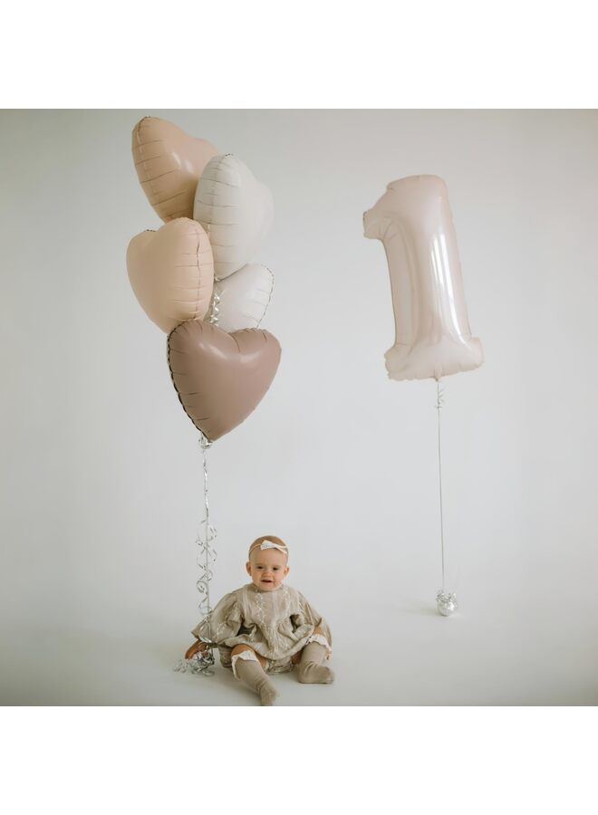 بالونات أرقام بوهيمية مقاس 40 بوصة، بالونات قلب من رقائق معدنية بلون كريمي بني محايد مع نجمة رمادية داكنة للهيليوم، مستلزمات تزيين حفلات أعياد ميلاد الأولاد والبنات، وحفلات استقبال المولود، وحفلات الذكرى السنوية - Image 5