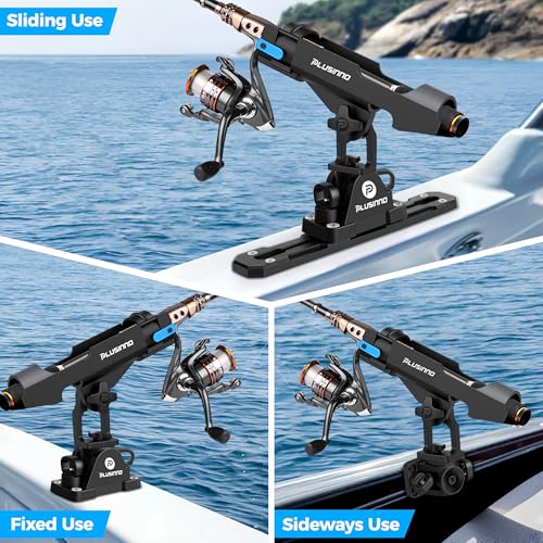 PLUSINNO 2 in 1 Fishing Rod Holders for Boat Kayak Rod Holder Fishing Pole Holders for Track Mount Deck Mount Fish Gear with Rod Protective Strap Fishing Accessories Gifts - Image 3