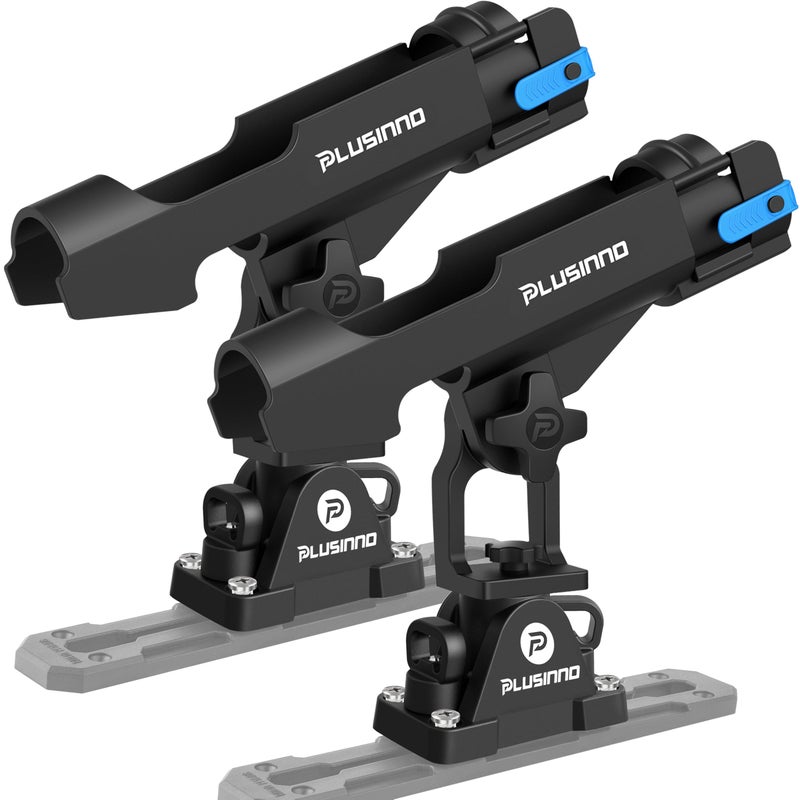 PLUSINNO 2 in 1 Fishing Rod Holders for Boat Kayak Rod Holder Fishing Pole Holders for Track Mount Deck Mount Fish Gear with Rod Protective Strap Fishing Accessories Gifts - Image 2