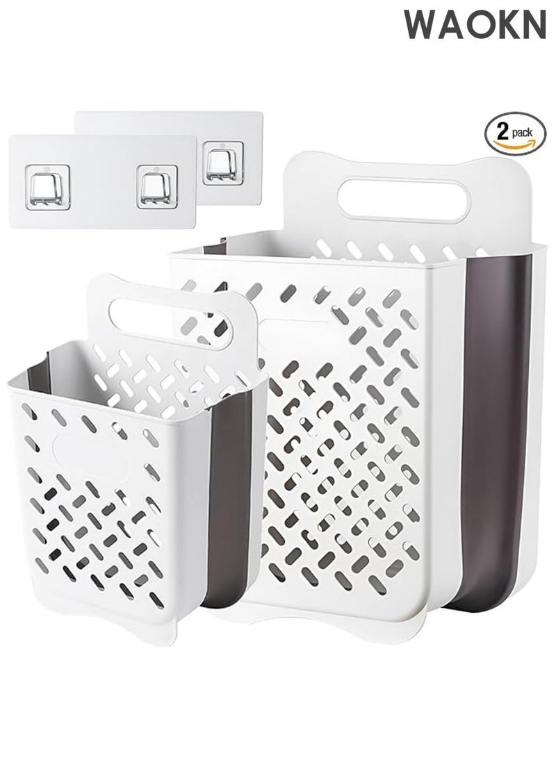 دبليو أيه أو كي أن سلة غسيل بلاستيكية قابلة للطي مع مقبض، سلة غسيل مثبتة على الحائط موفرة للمساحة، سلة غسيل بلاستيكية متينة عالية الطي، حقيبة تخزين للملابس المتسخة مقاومة للماء XL+L - Image 3